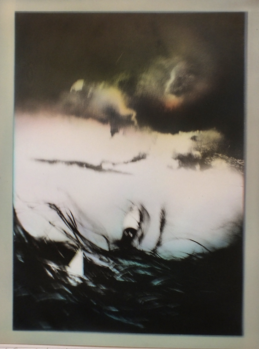 Sirena nella tempesta, 1995 Fotomontaggio su carta Ilford colorato all’aerografo, 30,50×23,50 cm. cca